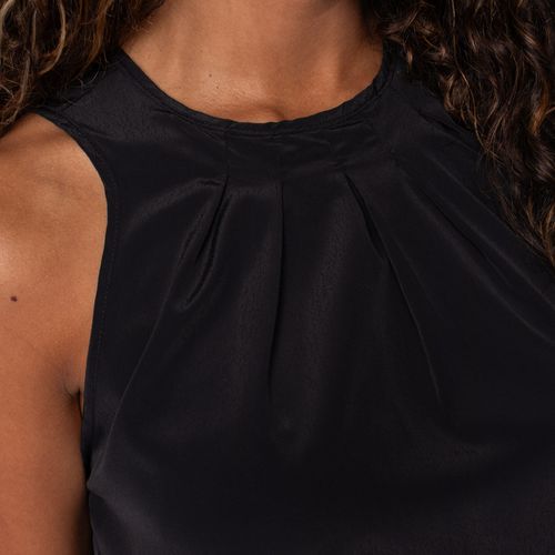 Regata Feminina The Style Box com Pregas no Decote Preto