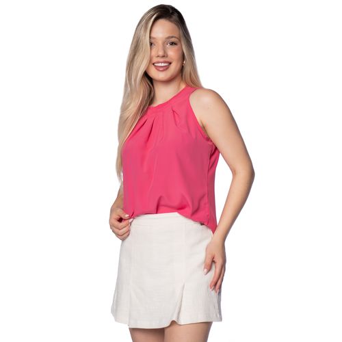 Regata Feminina The Style Box com Pregas no Decote Rosa
