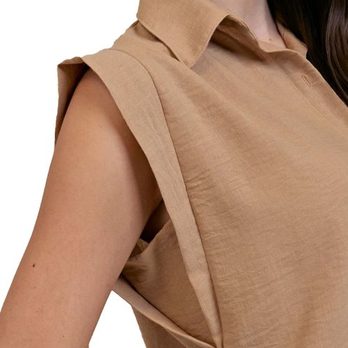 Camisa Cropped Feminina Milani Beth Bege