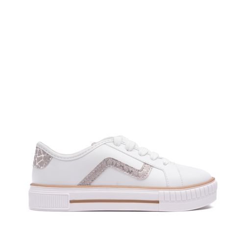Tênis Infantil Molekinha com Detalhe Lateral em Brilho Branco