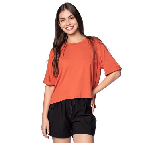 Blusa Feminina Biamar Manga Curta Mullet Terracota