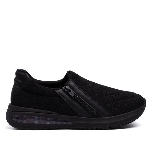 Tênis Feminino Comfortflex Tecido com Zíper Preto