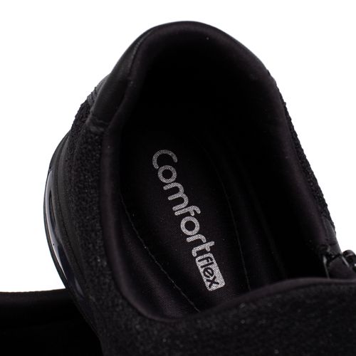 Tênis Feminino Comfortflex Tecido com Zíper Preto
