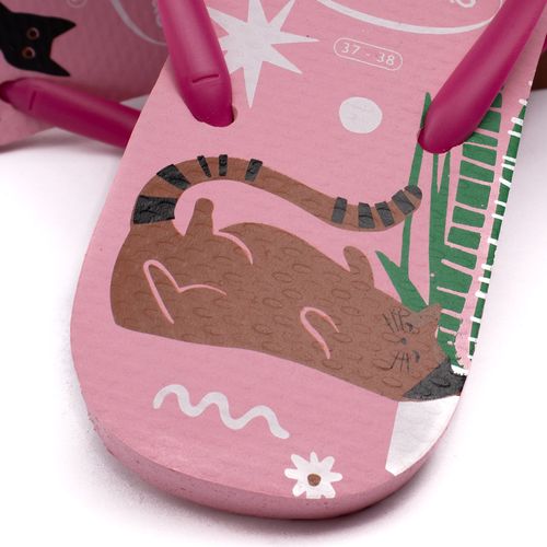 Chinelo Feminino Havaianas Slim Pets Rosa