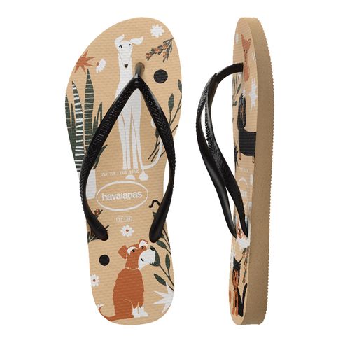 Chinelo Feminino Havaianas Slim Pets Bege/preto