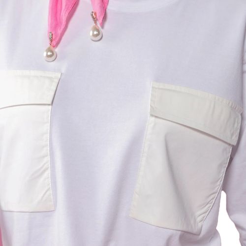 Blusa Feminina Biamar com Bolsos Aplicados Branco