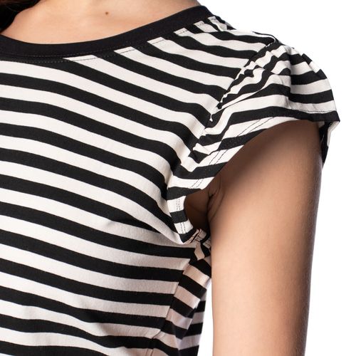 Blusa Feminina Averzzy Listrada Manga Franzida Preto