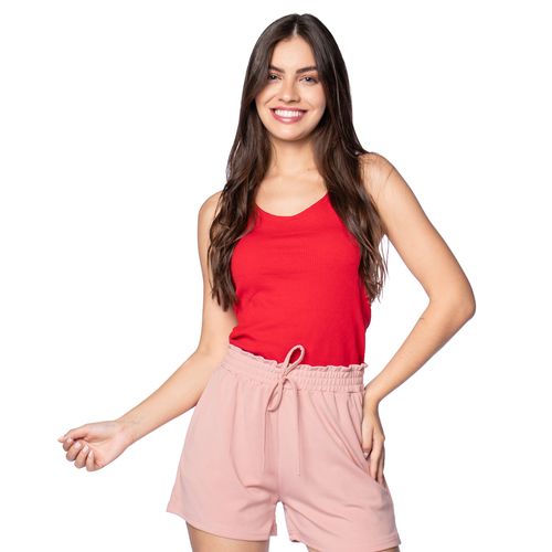 Regata Feminina The Style Box Poliamida Canelada Vermelho