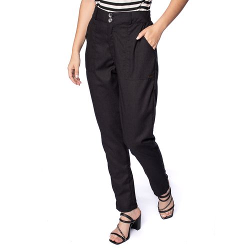 Calça Feminina Averzzy Reta Viscose e Linho Preto