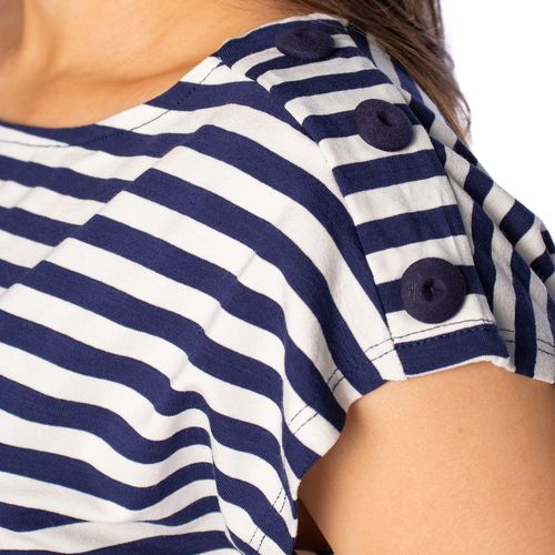 Blusa Feminina Averzzy Manga Curta Listrada Marinho