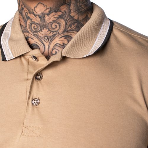 Camiseta Polo Masculina Pitt de Algodão Bege