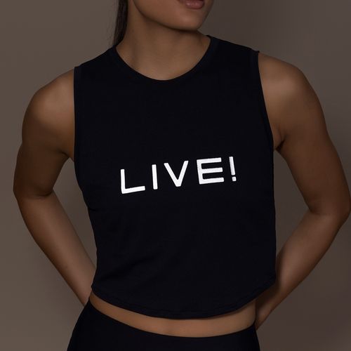 Regata Cropped Feminina Live Reflex Black Merged Preto