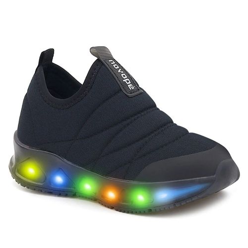 Tênis Infantil Novopé em Tecido com Luzes Led Preto