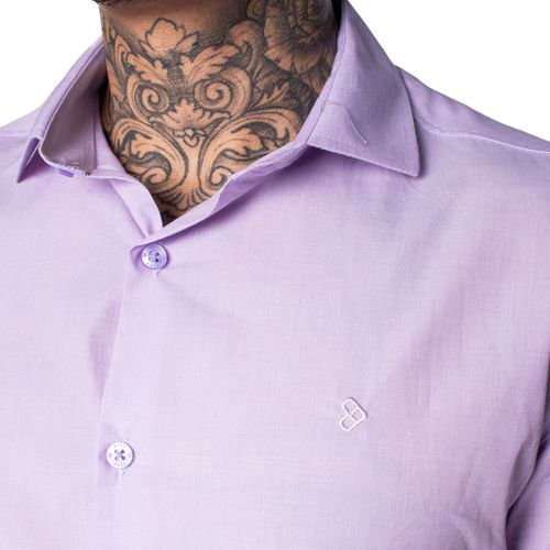 Camisa Masculina Pitt Manga Curta Slim Lilás