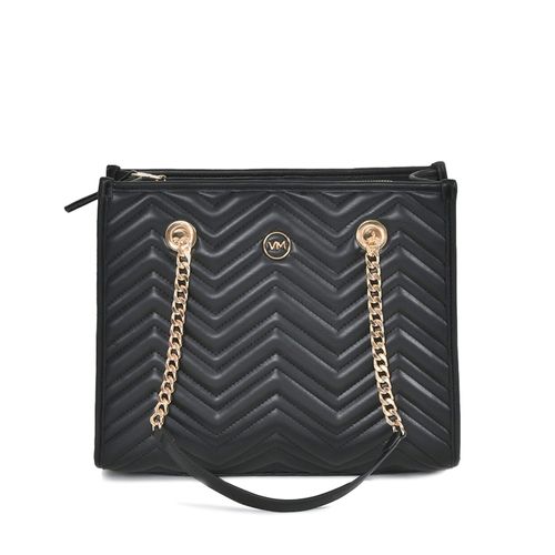 Bolsa Feminina Via Marte Tote Matelassê Geométrico Preto