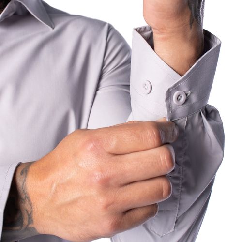 Camisa Masculina Sea Surf Manga Longa Azul Cinza Claro