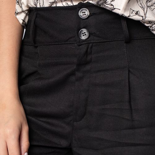 Short Feminino Averzzy Viscose e Linho Preto