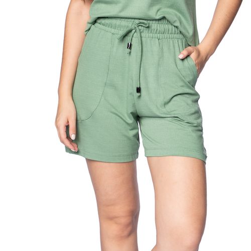 Short Feminino Bruna e Bia com Bolsos e Cordão Verde