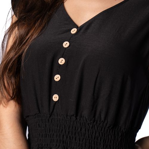 Vestido Midi Feminino Facinelli com Detalhe de Renda Preto