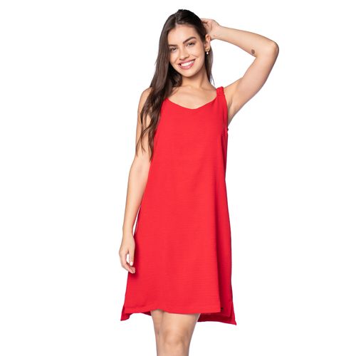 Vestido Feminino Averzzy Solto Alças Franzidas Vermelho