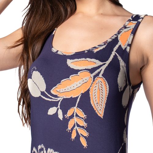 Vestido Midi Averzzy com Fendas e Estampa Floral Marinho