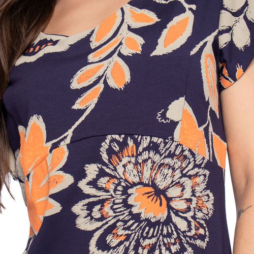 Vestido Feminino Averzzy Curto Estampa Floral Marinho