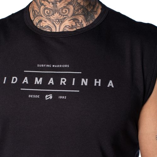 Regata Masculina Vida Marinha Básica Preta