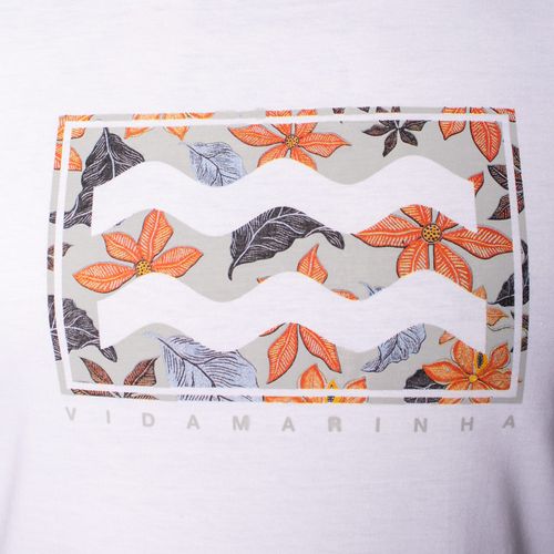 Camiseta Masculina Vida Marinha Estampa Floral Branca