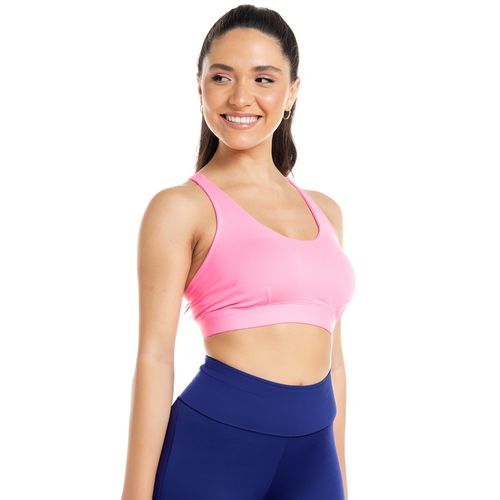 Top Feminino Estilo do Corpo com Alças Cruzadas Rosa Neon