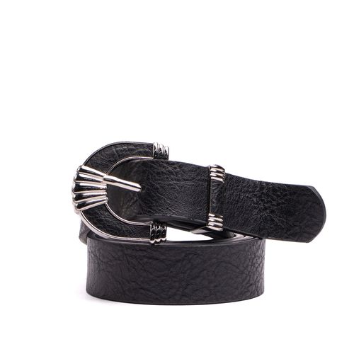 Cinto Feminino Luz Camila com Fivela Prata Adornada Preto