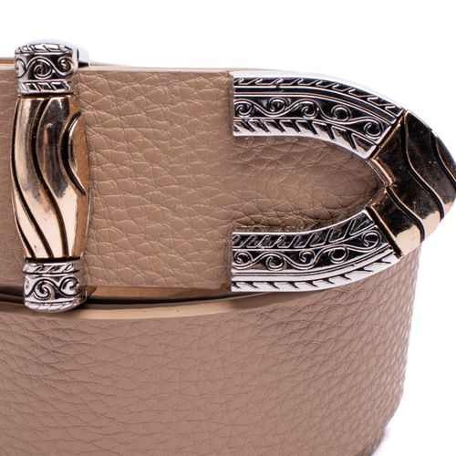Cinto Feminino Luz Camila com Fivela e Ponteira Detalhada Nude
