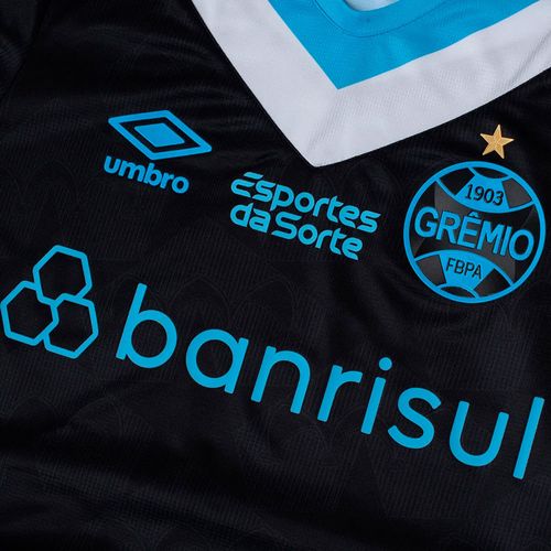 Camisa Masculina Umbro Grêmio Oficial 3 2024 Jogador S/N Preto/azul