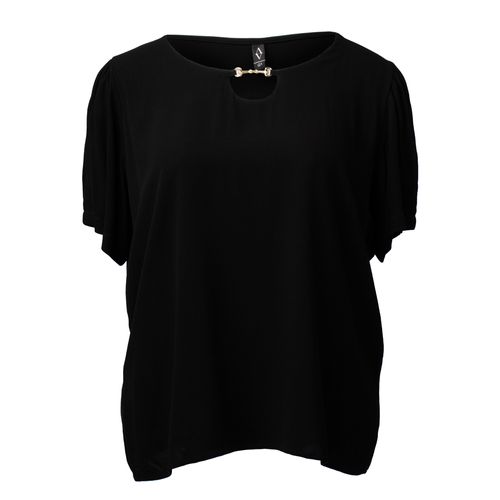 Blusa Feminina Averzzy Plus Size com Detalhe no Decote Preta