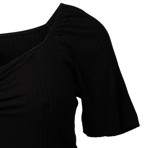 Blusa Feminina Averzzy Plus Size Canelada Ombro a Ombro Preta