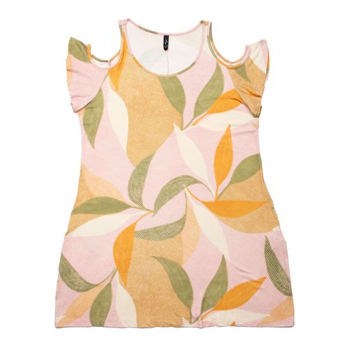 Vestido Feminino Averzzy Plus Size Estampado com Decote nos Ombros Rosa