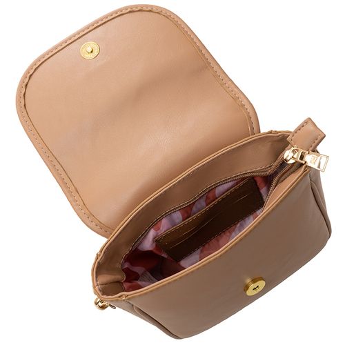Bolsa Feminina Rafitthy Transversal Pequena Costuras Caramelo