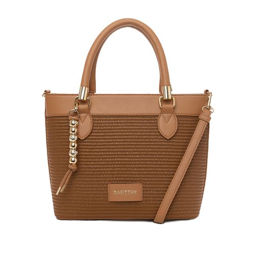 Bolsa Feminina Rafitthy Tote Média em Tressê Caramelo