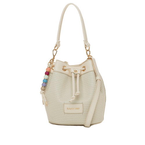 Bolsa Feminina Rafitthy Média Saco em Tressê Off White