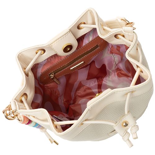 Bolsa Feminina Rafitthy Média Saco em Tressê Off White