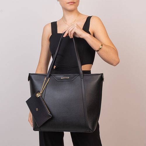 Bolsa Feminina Rafitthy Tiracolo Grande com Divisória e Niqueleira Preto
