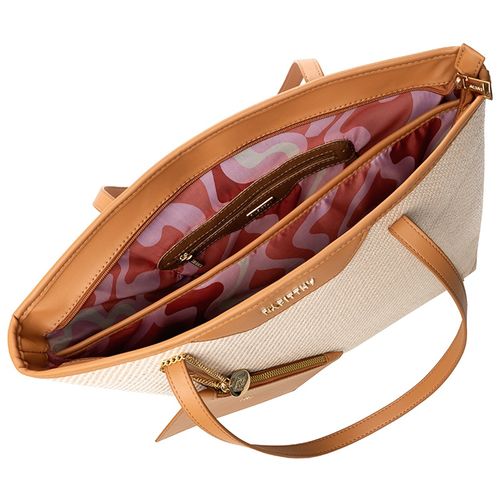 Bolsa Feminina Rafitthy Tiracolo Grande com Divisória e Niqueleira Caramelo/bege