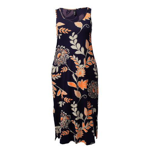 Vestido Longo Feminino Averzzy Plus Size Estampa Floral Marinho