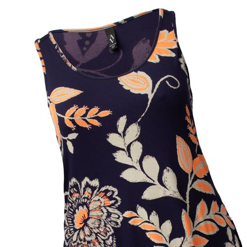 Vestido Longo Feminino Averzzy Plus Size Estampa Floral Marinho