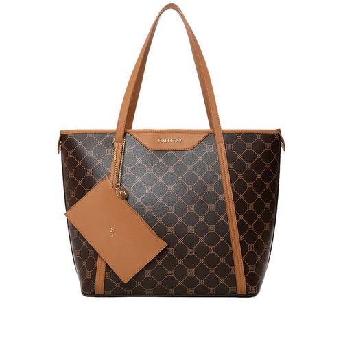 Bolsa Feminina Rafitthy Tiracolo Grande com Divisória e Niqueleira Marrom