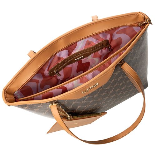 Bolsa Feminina Rafitthy Tiracolo Grande com Divisória e Niqueleira Marrom