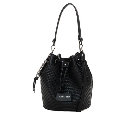Bolsa Feminina Rafitthy Média Saco em Tressê Preto