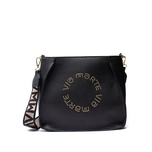 Bolsa Feminina Via Marte Transversal Média com Rebites Preto