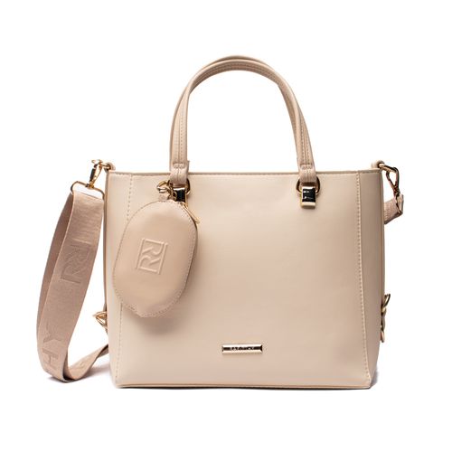 Bolsa Feminina Rafitthy Transversal com Porta Moedas Média Bege