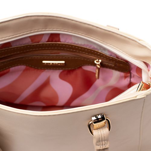 Bolsa Feminina Rafitthy Transversal com Porta Moedas Média Bege