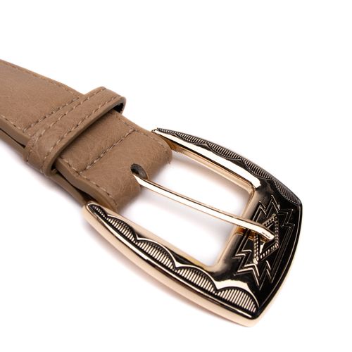 Cinto Feminino Luz Camila com Fivela Trabalhada Bege Escuro